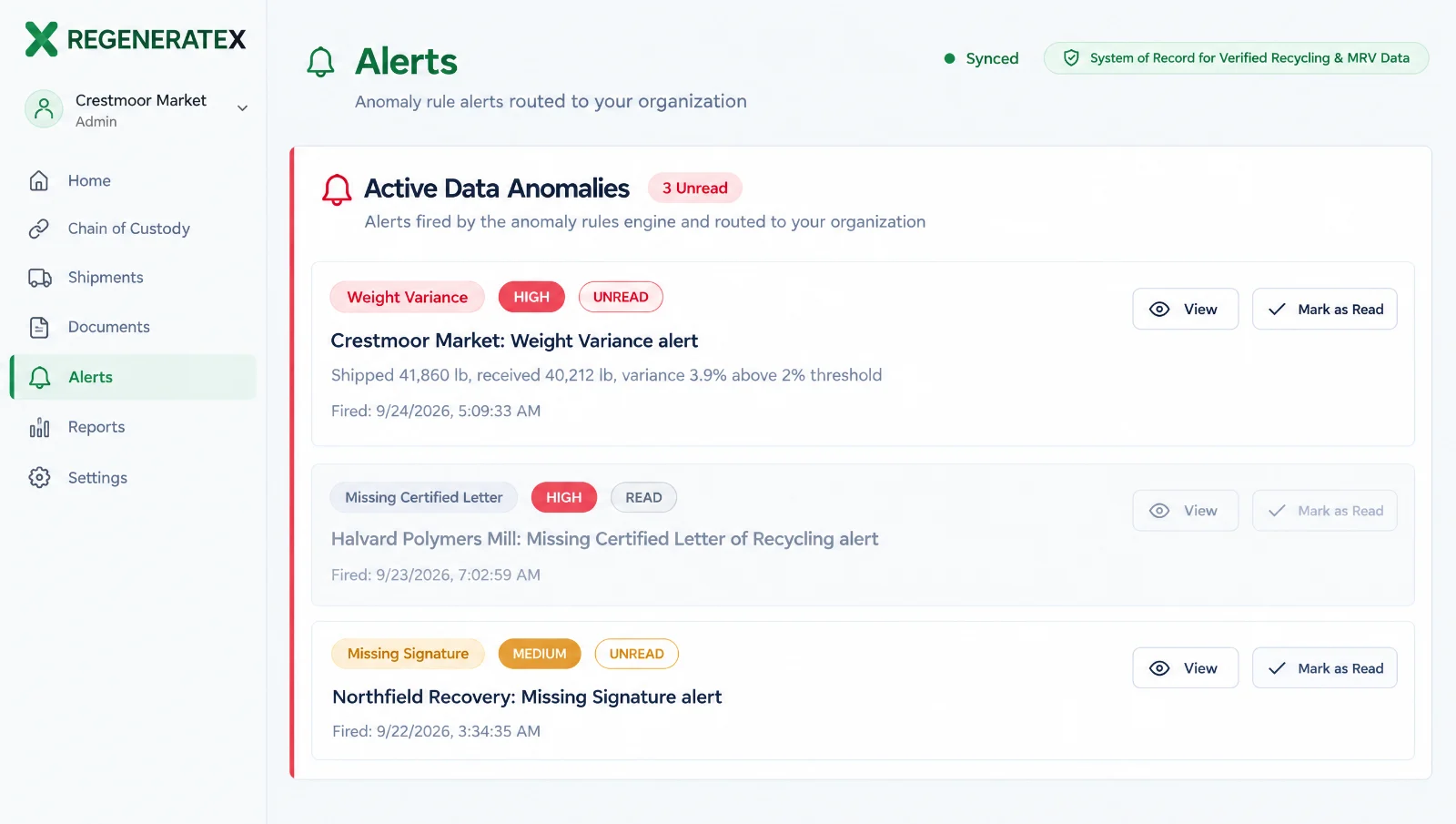 Active data anomalies, weight variance flagged